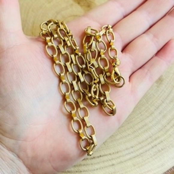 VTG 80s Givenchy bar curved Link chain necklace gold Statement high end 22"L - Picture 3 of 8